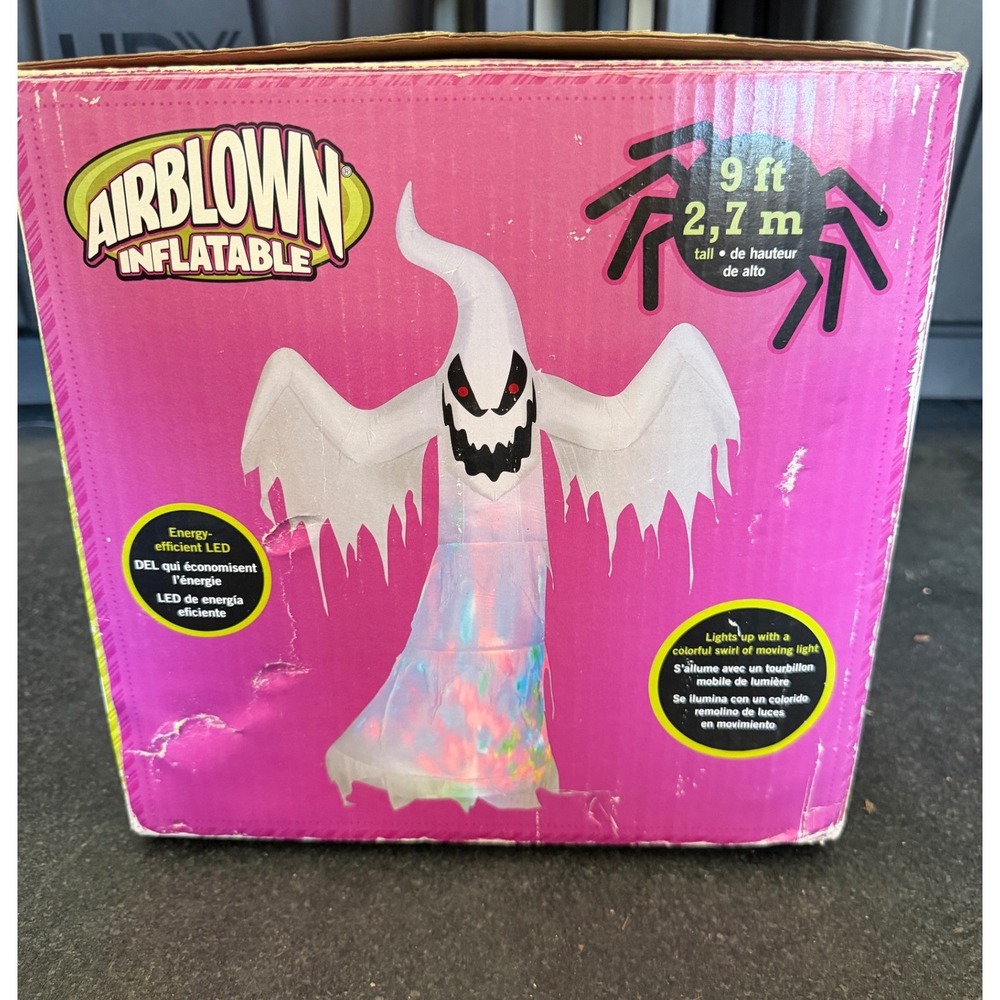 Gemmy Airblown Inflatable 9ft Ghost LED Swirling Colors Halloween Decor 53890